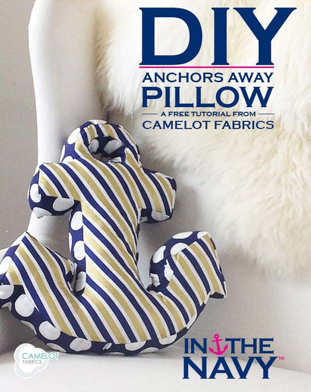 DIY Pillows and Fun Pillow Projects - DIY Anchor Pillow - Creative, Decorative Cases and Covers, Throw Pillows, Cute and Easy Tutorials for Making Crafty Home Decor - Sewing Tutorials and No Sew Ideas for Room and Bedroom Decor for Teens, Teenagers and Adults