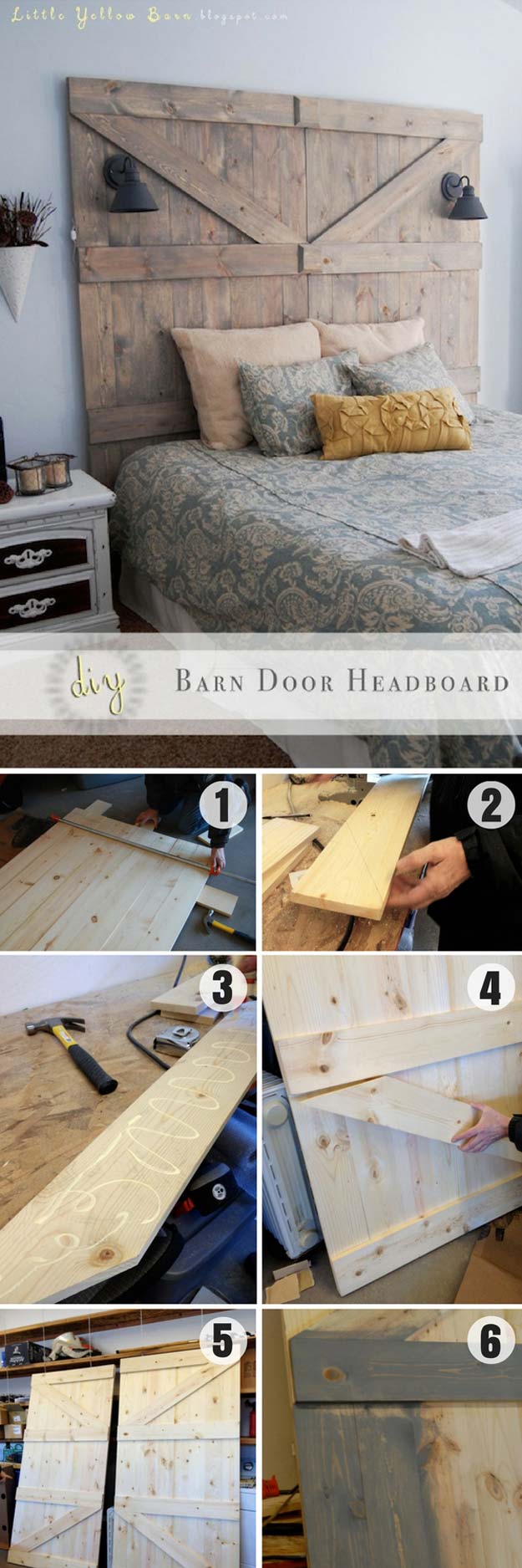 Cool DIY Ideas for Your Bed - DIY Barn Door Headboard - Fun Bedding, Pillows, Blankets, Home Decor and Crafts to Make Your Bedroom Awesome - Easy Step by Step Tutorials for Making A T-Shirt Pillow, Knit Throws, Fuzzy and Furry Warm Blankets and Handmade DYI Bedding, Sheets, Bedskirts and Shams 