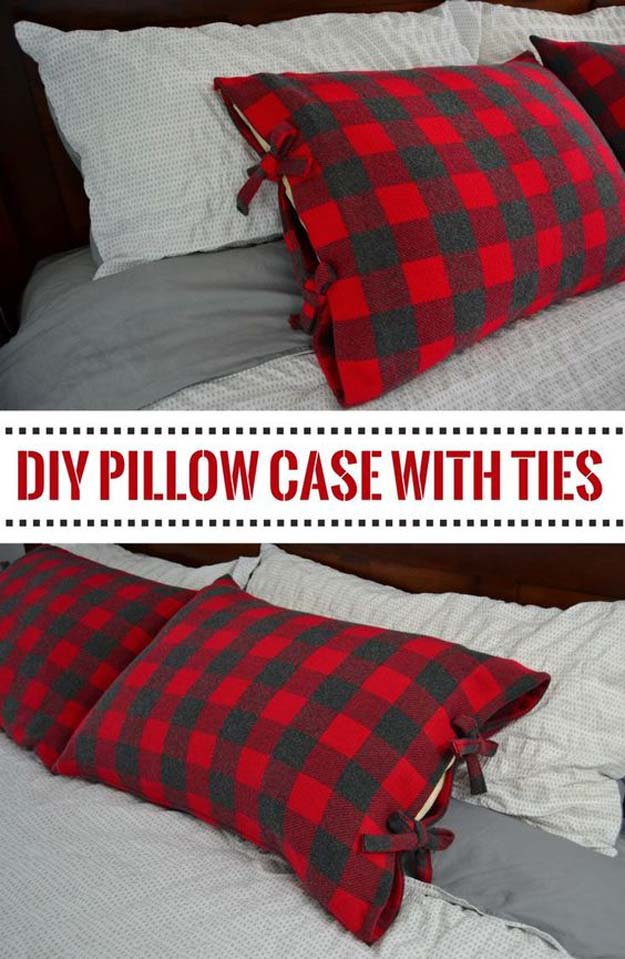 Cool DIY Room Decor Ideas in Red - DIY Bed Pillow Cases with Ties - Creative Home Decor, Wall Art and Bedroom Crafts to Accent Your Red Room - Creative Craft Projects and Quick Arts and Crafts Ideas for Teens and Adults - Easy Ways To Decorate on A Budget 