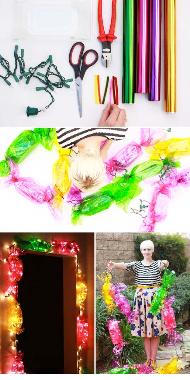 Cool Ways To Use Christmas Lights - DIY Candy Lights - Best Easy DIY Ideas for String Lights for Room Decoration, Home Decor and Creative DIY Bedroom Lighting - Creative Christmas Light Tutorials with Step by Step Instructions - Creative Crafts and DIY Projects for Teens, Teenagers and Adults #diyideas #stringlights #diydecor #teencrafts