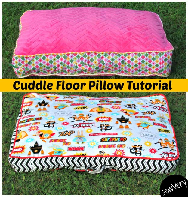 DIY Pillows and Fun Pillow Projects - DIY Cuddle Floor Pillow Tutorial - Creative, Decorative Cases and Covers, Throw Pillows, Cute and Easy Tutorials for Making Crafty Home Decor - Sewing Tutorials and No Sew Ideas for Room and Bedroom Decor for Teens, Teenagers and Adults