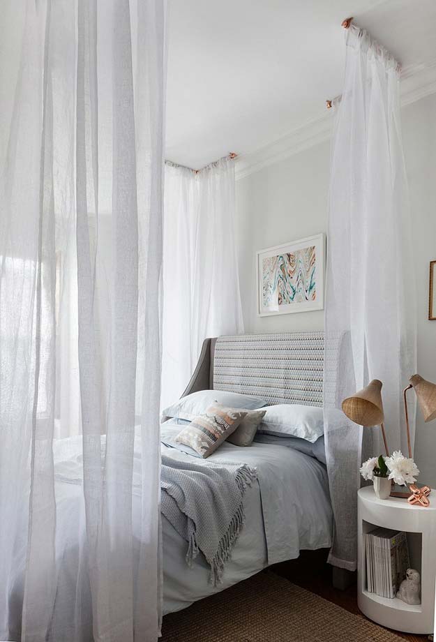 Cool DIY Ideas for Your Bed - DIY Dreamy Canopy Bed Project - Fun Bedding, Pillows, Blankets, Home Decor and Crafts to Make Your Bedroom Awesome - Easy Step by Step Tutorials for Making A T-Shirt Pillow, Knit Throws, Fuzzy and Furry Warm Blankets and Handmade DYI Bedding, Sheets, Bedskirts and Shams 