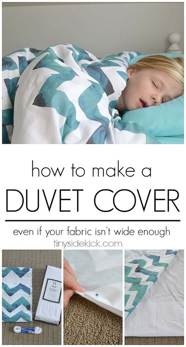 Cool DIY Ideas for Your Bed - DIY Duvet Cover - Fun Bedding, Pillows, Blankets, Home Decor and Crafts to Make Your Bedroom Awesome - Easy Step by Step Tutorials for Making A T-Shirt Pillow, Knit Throws, Fuzzy and Furry Warm Blankets and Handmade DYI Bedding, Sheets, Bedskirts and Shams