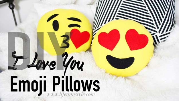 DIY Pillows and Fun Pillow Projects - DIY Heart Emoji Pillows - Creative, Decorative Cases and Covers, Throw Pillows, Cute and Easy Tutorials for Making Crafty Home Decor - Sewing Tutorials and No Sew Ideas for Room and Bedroom Decor for Teens, Teenagers and Adults