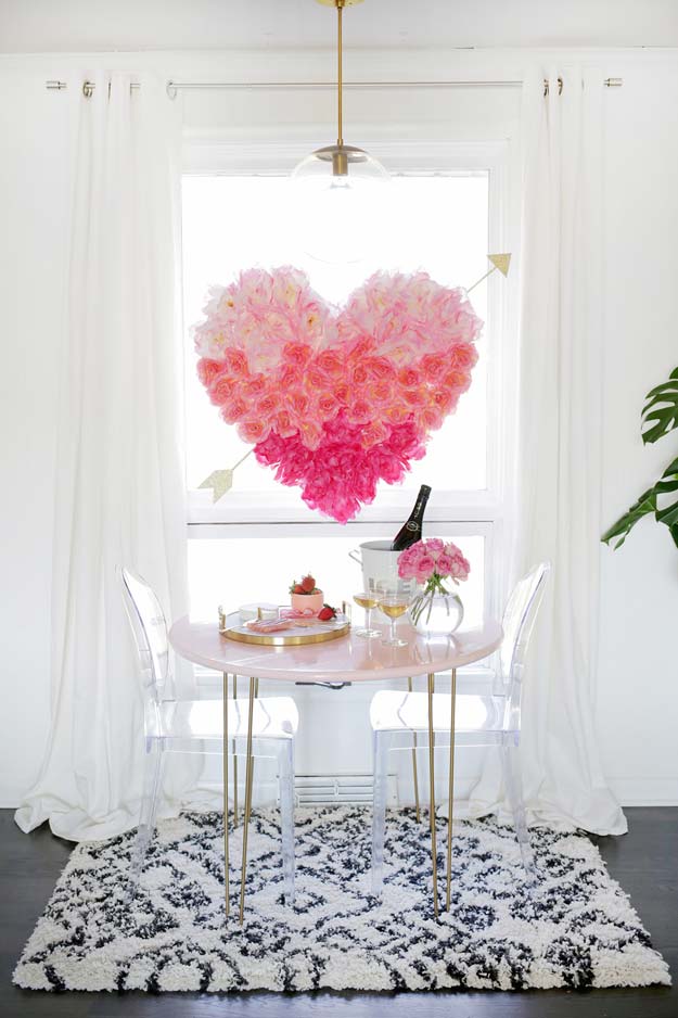 Pink DIY Room Decor Ideas - DIY Hanging Flower Heart - Cool Pink Bedroom Crafts and Projects for Teens, Girls, Teenagers and Adults - Best Wall Art Ideas, Room Decorating Project Tutorials, Rugs, Lighting and Lamps, Bed Decor and Pillows #teencrafts #roomdecor #pink