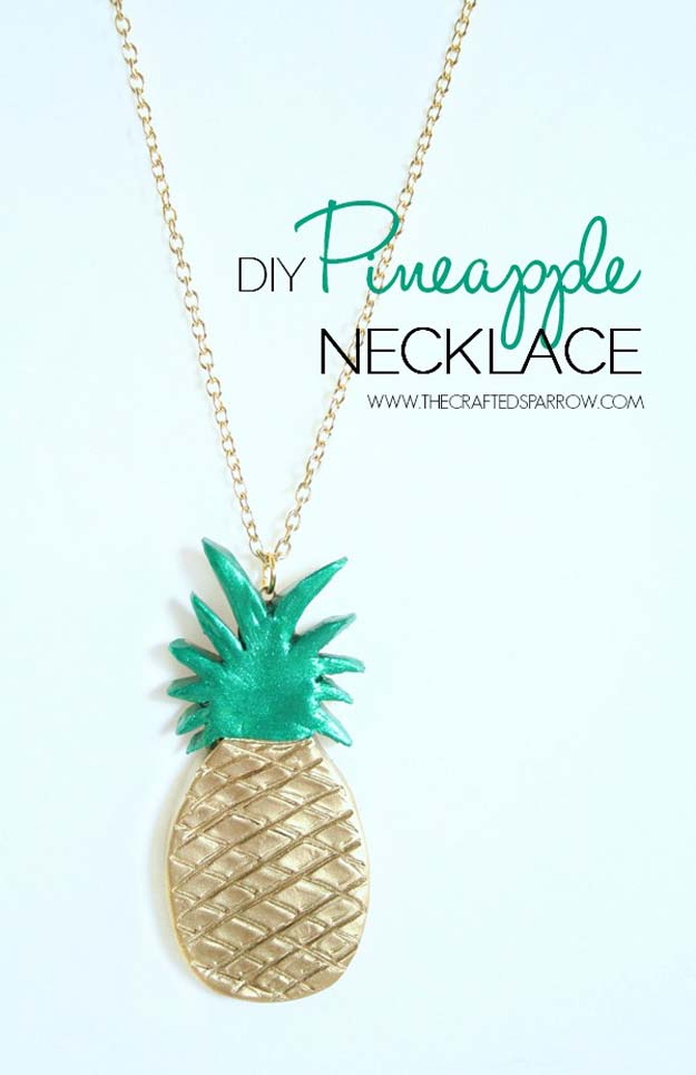 DIY Necklace Ideas - DIY Pineapple Necklace - Pendant, Beads, Statement, Choker, Layered Boho, Chain and Simple Looks - Creative Jewlery Making Ideas for Women and Teens, Girls - Crafts and Cool Fashion Ideas for Teenagers 
