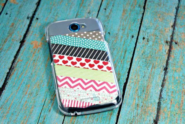 Washi Tape Crafts - DIY Phone Case w/ Washi Tape - DIY Projects Made With Washi Tape - Wall Art, Frames, Cards, Pencils, Room Decor and DIY Gifts, Back To School Supplies - Creative, Fun Craft Ideas for Teens, Tweens and Teenagers - Step by Step Tutorials and Instructions 