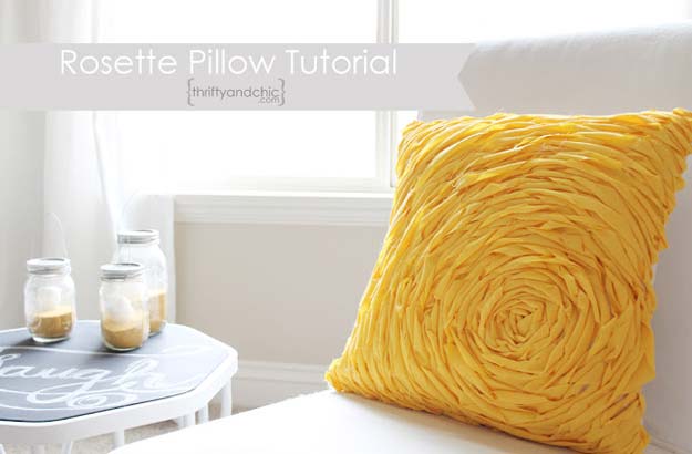 DIY Pillows and Fun Pillow Projects - DIY Rosette Pillow - Creative, Decorative Cases and Covers, Throw Pillows, Cute and Easy Tutorials for Making Crafty Home Decor - Sewing Tutorials and No Sew Ideas for Room and Bedroom Decor for Teens, Teenagers and Adults