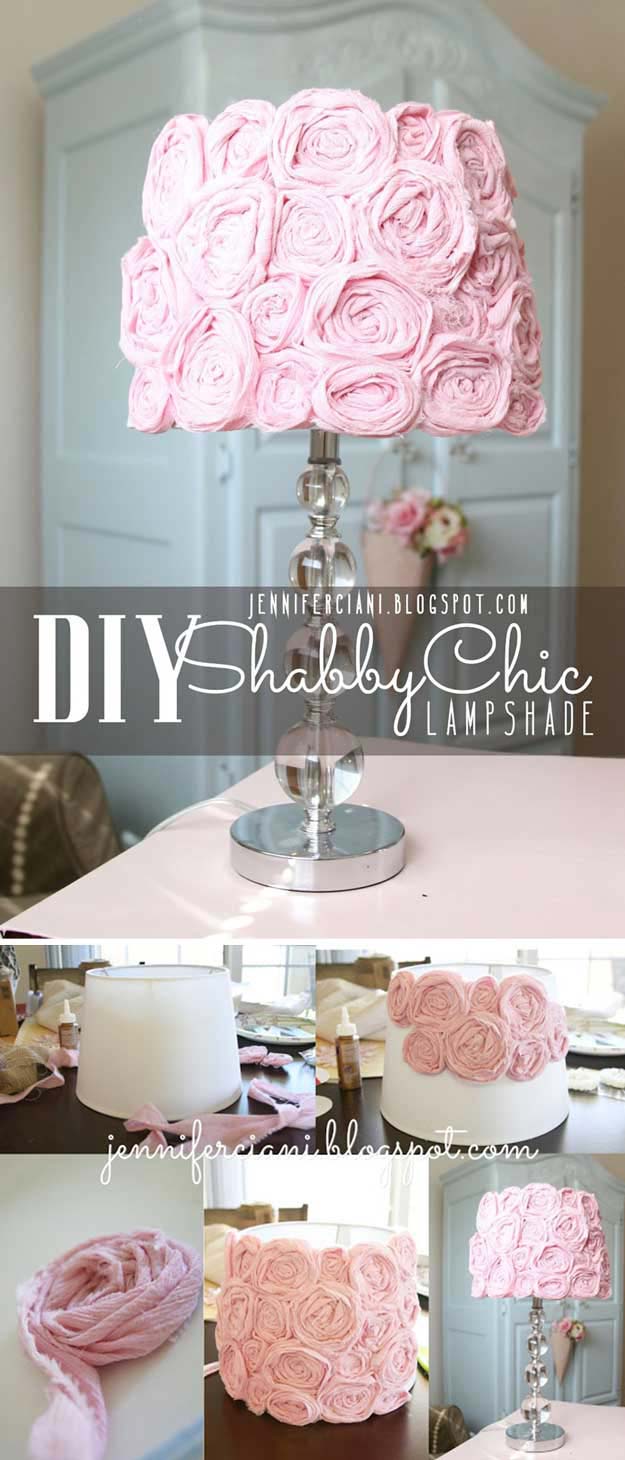 Pink DIY Room Decor Ideas - DIY Shabby Chic Lamp Shade - Cool Pink Bedroom Crafts and Projects for Teens, Girls, Teenagers and Adults - Best Wall Art Ideas, Room Decorating Project Tutorials, Rugs, Lighting and Lamps, Bed Decor and Pillows #teencrafts #roomdecor #pink