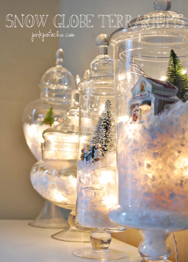 Cool Ways To Use Christmas Lights - DIY Snow Globes Terrariums - Best Easy DIY Ideas for String Lights for Room Decoration, Home Decor and Creative DIY Bedroom Lighting - Creative Christmas Light Tutorials with Step by Step Instructions - Creative Crafts and DIY Projects for Teens, Teenagers and Adults #diyideas #stringlights #diydecor #teencrafts