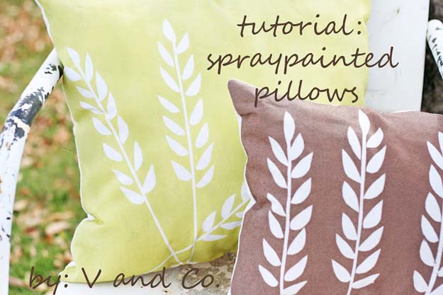 DIY Pillows and Fun Pillow Projects - DIY Spray Printed Wheat Pillow - Creative, Decorative Cases and Covers, Throw Pillows, Cute and Easy Tutorials for Making Crafty Home Decor - Sewing Tutorials and No Sew Ideas for Room and Bedroom Decor for Teens, Teenagers and Adults
