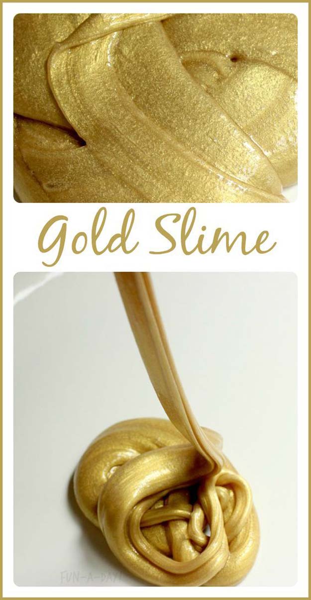 Best DIY Slime Recipes - DIY Super Easy Gold Slime - Cool and Easy Slime Recipe Ideas Without Glue, Without Borax, For Kids, With Liquid Starch, Cornstarch and Laundry Detergent - How to Make Slime at Home - Fun Crafts and DIY Projects for Teens, Kids, Teenagers and Teens - Galaxy and Glitter Slime, Edible Slime #slime #slimerecipes #slimes #diyslime #teencrafts #diyslime