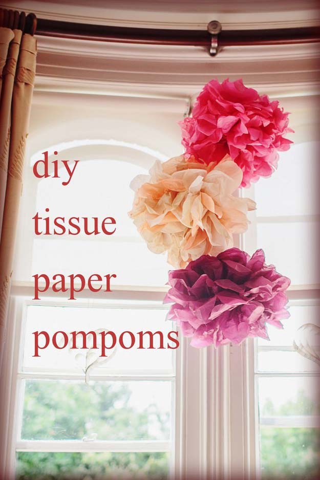 Cool DIY Room Decor Ideas in Red - DIY Tissue Paper Pom Poms - Creative Home Decor, Wall Art and Bedroom Crafts to Accent Your Red Room - Creative Craft Projects and Quick Arts and Crafts Ideas for Teens and Adults - Easy Ways To Decorate on A Budget 