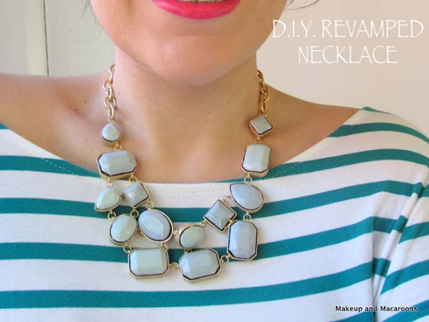 DIY Crafts Using Nail Polish - DIY - Revamp an Old Necklace with Nail Polish - Fun, Cool, Easy and Cheap Craft Ideas for Girls, Teens, Tweens and Adults | Wire Flowers, Glue Gun Craft Projects and Jewelry Made From nailpolish - Water Marble Tutorials and How To With Step by Step Instructions 