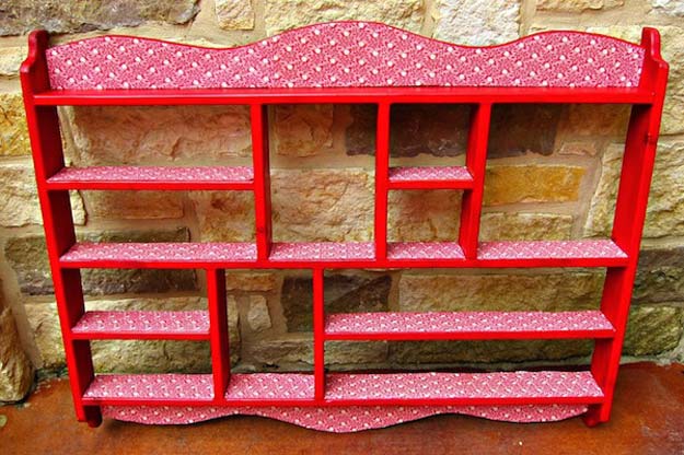Cool DIY Room Decor Ideas in Red - Decoupage a Goodwill Shelf - Creative Home Decor, Wall Art and Bedroom Crafts to Accent Your Red Room - Creative Craft Projects and Quick Arts and Crafts Ideas for Teens and Adults - Easy Ways To Decorate on A Budget 