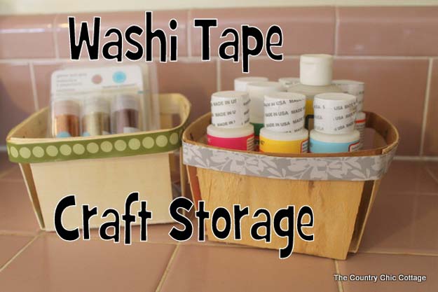 Washi Tape Crafts - Easy Washi Tape Craft Storage Idea - DIY Projects Made With Washi Tape - Wall Art, Frames, Cards, Pencils, Room Decor and DIY Gifts, Back To School Supplies - Creative, Fun Craft Ideas for Teens, Tweens and Teenagers - Step by Step Tutorials and Instructions 