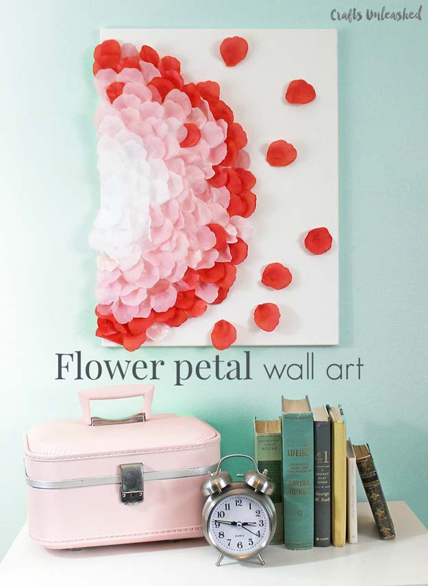 Cool DIY Room Decor Ideas in Red - Flower Petal Art Wall Decor - Creative Home Decor, Wall Art and Bedroom Crafts to Accent Your Red Room - Creative Craft Projects and Quick Arts and Crafts Ideas for Teens and Adults - Easy Ways To Decorate on A Budget 