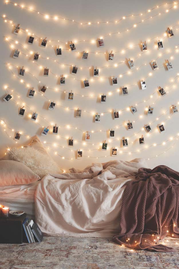 Cool Ways To Use Christmas Lights - Frameless Photos - Best Easy DIY Ideas for String Lights for Room Decoration, Home Decor and Creative DIY Bedroom Lighting - Creative Christmas Light Tutorials with Step by Step Instructions - Creative Crafts and DIY Projects for Teens, Teenagers and Adults #diyideas #stringlights #diydecor #teencrafts
