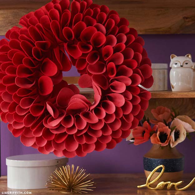 Cool DIY Room Decor Ideas in Red - Giant Felt Dahlia Wall Art - Creative Home Decor, Wall Art and Bedroom Crafts to Accent Your Red Room - Creative Craft Projects and Quick Arts and Crafts Ideas for Teens and Adults - Easy Ways To Decorate on A Budget 