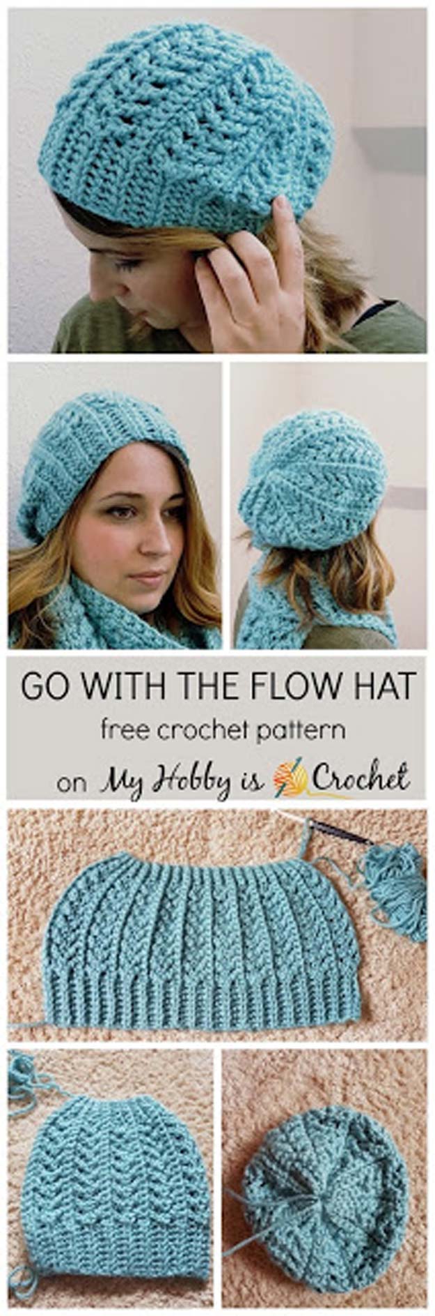 Crochet Patterns and Projects for Teens - Go with the Flow Hat - Best Free Patterns and Tutorials for Crocheting Cute DIY Gifts, Room Decor and Accessories - How To for Beginners - Learn How To Make a Headband, Scarf, Hat, Animals and Clothes DIY Projects and Crafts for Teenagers #crochet #crafts #teencrafts #freecrochet #crochetpatterns