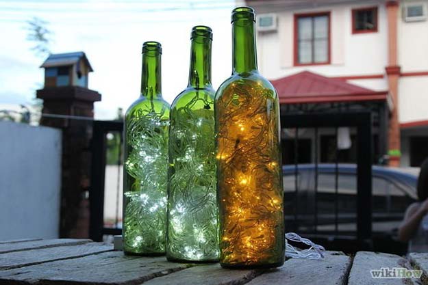 Cool Ways To Use Christmas Lights - How to Make Wine Bottle Accent Lights - Best Easy DIY Ideas for String Lights for Room Decoration, Home Decor and Creative DIY Bedroom Lighting - Creative Christmas Light Tutorials with Step by Step Instructions - Creative Crafts and DIY Projects for Teens, Teenagers and Adults #diyideas #stringlights #diydecor #teencrafts