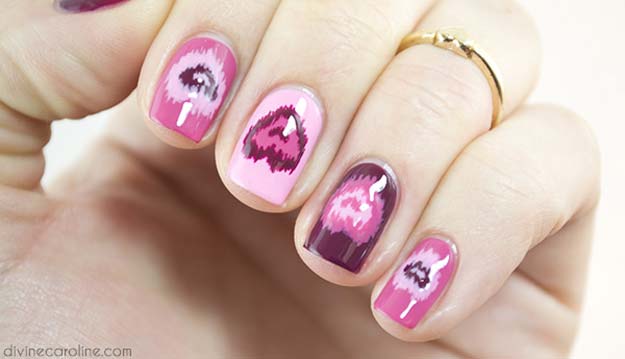 Valentine Nail Art Ideas - Ikat Stop Loving You - Cute and Cool Looks For Valentines Day Nails - Hearts, Gradients, Red, Black and Pink Designs - Easy Ideas for DIY Manicures with Step by Step Tutorials - Fun Ideas for Teens, Teenagers and Women 