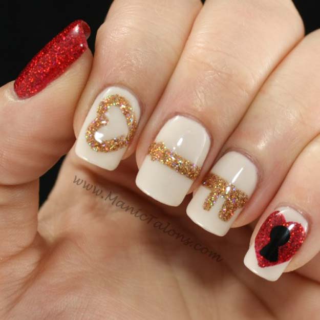 Valentine Nail Art Ideas - Key to My Heart - Cute and Cool Looks For Valentines Day Nails - Hearts, Gradients, Red, Black and Pink Designs - Easy Ideas for DIY Manicures with Step by Step Tutorials - Fun Ideas for Teens, Teenagers and Women 