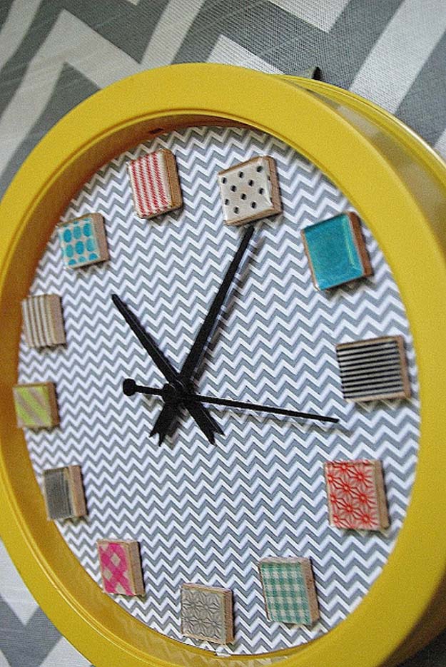 Washi Tape Crafts - Make a Washi Tape Clock - DIY Projects Made With Washi Tape - Wall Art, Frames, Cards, Pencils, Room Decor and DIY Gifts, Back To School Supplies - Creative, Fun Craft Ideas for Teens, Tweens and Teenagers - Step by Step Tutorials and Instructions 
