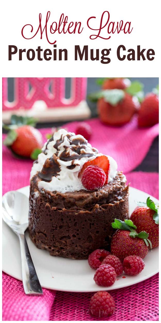 Easy Mug Cake Recipes - Molten Lava Protein Mug Cake - Best Microwave Cakes and Ideas for Baking Ckae in The Microwave - Chocolate, Vanilla, Healthy, Snickerdoodle, Peanut Butter, Bownie and Nutella - Step by Step Tutorials and Instructions - Besy DIY Projects and Recipes for Teens and Teenagers - 