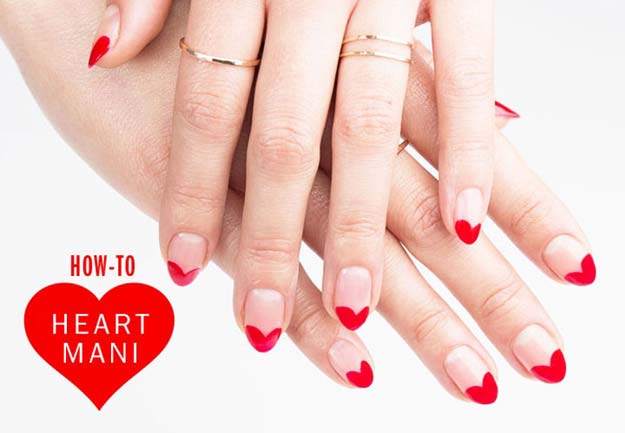 Valentine Nail Art Ideas - Nail Art How-To: Heart to Heart Mani - Cute and Cool Looks For Valentines Day Nails - Hearts, Gradients, Red, Black and Pink Designs - Easy Ideas for DIY Manicures with Step by Step Tutorials - Fun Ideas for Teens, Teenagers and Women 