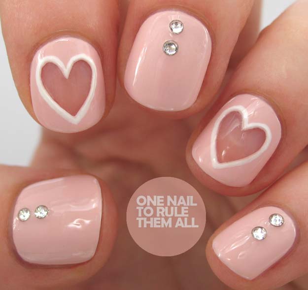 Valentine Nail Art Ideas - Negative Space Nails - Cute and Cool Looks For Valentines Day Nails - Hearts, Gradients, Red, Black and Pink Designs - Easy Ideas for DIY Manicures with Step by Step Tutorials - Fun Ideas for Teens, Teenagers and Women 