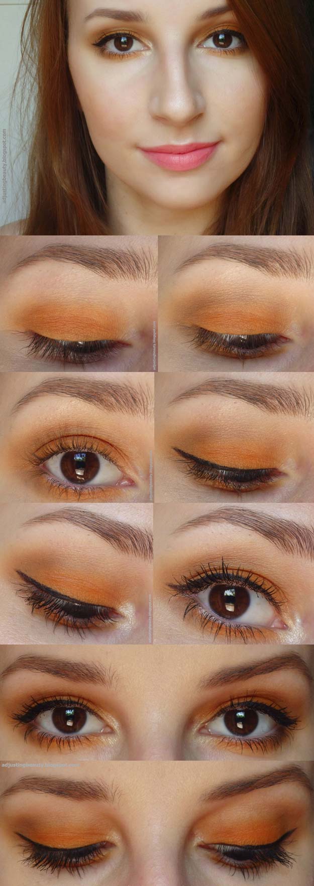 Best Eyeshadow Tutorials - Orange Eye Makeup - Easy Step by Step How To For Eye Shadow - Cool Makeup Tricks and Eye Makeup Tutorial With Instructions - Quick Ways to Do Smoky Eye, Natural Makeup, Looks for Day and Evening, Brown and Blue Eyes - Cool Ideas for Beginners and Teens 