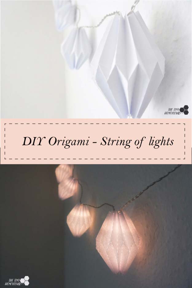 Cool Ways To Use Christmas Lights - Origami String Of Lights - Best Easy DIY Ideas for String Lights for Room Decoration, Home Decor and Creative DIY Bedroom Lighting - Creative Christmas Light Tutorials with Step by Step Instructions - Creative Crafts and DIY Projects for Teens, Teenagers and Adults #diyideas #stringlights #diydecor #teencrafts