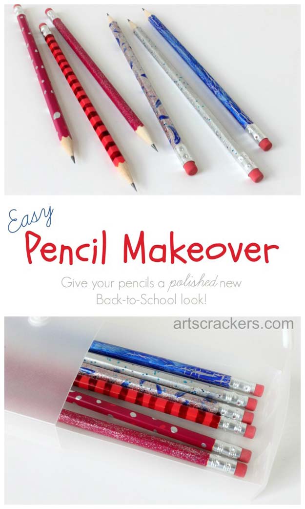 DIY Crafts Using Nail Polish - Painted Pencil Craft - Fun, Cool, Easy and Cheap Craft Ideas for Girls, Teens, Tweens and Adults | Wire Flowers, Glue Gun Craft Projects and Jewelry Made From nailpolish - Water Marble Tutorials and How To With Step by Step Instructions 