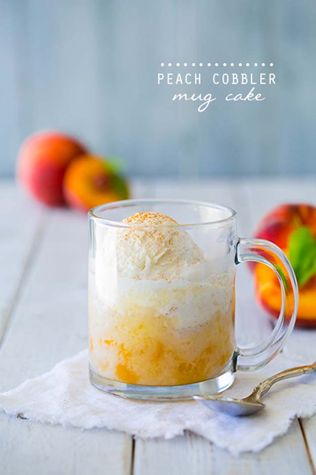 Easy Mug Cake Recipes - Peach Cobbler Mug Cake - Best Microwave Cakes and Ideas for Baking Ckae in The Microwave - Chocolate, Vanilla, Healthy, Snickerdoodle, Peanut Butter, Bownie and Nutella - Step by Step Tutorials and Instructions - Besy DIY Projects and Recipes for Teens and Teenagers - 