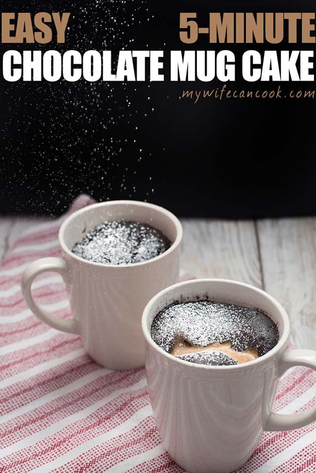 Easy Mug Cake Recipes - Peanut Butter Chocolate Mug Cake - Best Microwave Cakes and Ideas for Baking Ckae in The Microwave - Chocolate, Vanilla, Healthy, Snickerdoodle, Peanut Butter, Bownie and Nutella - Step by Step Tutorials and Instructions - Besy DIY Projects and Recipes for Teens and Teenagers - 