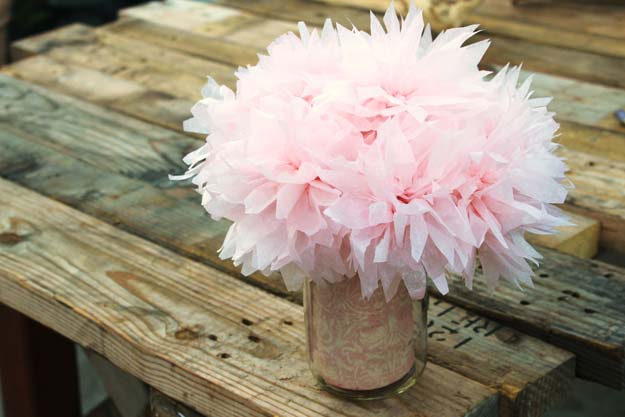 Cool Things to Make With Leftover Wrapping Paper - Pink Paper Peonies- Easy Crafts, Fun DIY Projects, Gifts and DIY Home Decor Ideas - Don't Trash The Christmas Wrapping Paper and Learn How To Make These Awesome Ideas Instead - Creative Craft Ideas for Teens, Tweens, Teenagers, Boys and Girls 