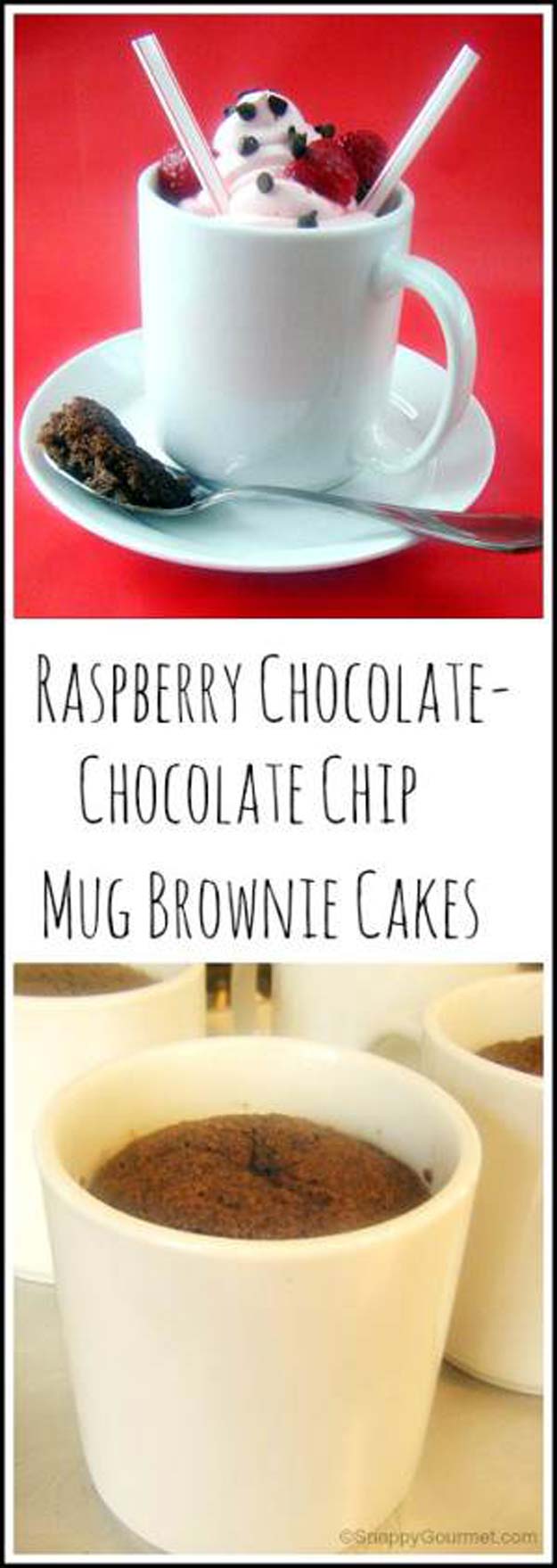 Chocolate Mug Cake Recipes - Raspberry Chocolate-Chocolate Chip Mug Brownie Cakes - Microwave Cake Recipes for Brownies Easy