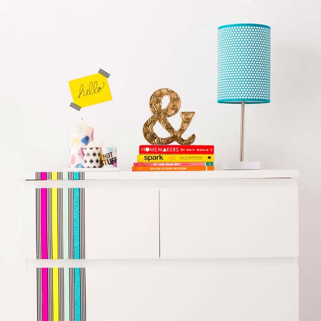 Washi Tape Crafts - How to Use Washi Tape to Revamp Your Furniture - DIY Projects Made With Washi Tape - Wall Art, Frames, Cards, Pencils, Room Decor and DIY Gifts, Back To School Supplies - Creative, Fun Craft Ideas for Teens, Tweens and Teenagers - Step by Step Tutorials and Instructions