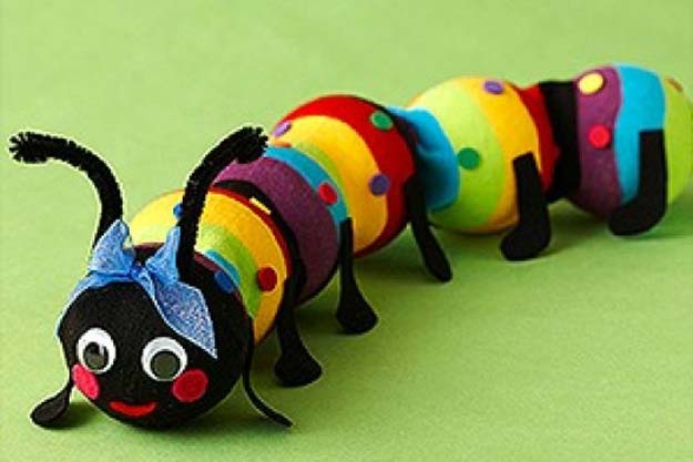 Cool Crafts Made With Old Socks - Sock Caterpillar - Fun DIY Projects and Gifts You Can Make With A Sock - Easy DIY Ideas for Teens, Teenagers, Kids and Adults - Step by Step Tutorials and Instructions for Making Room Decor, Animals, Cat, Rabbit, Owl, Puppets, Snowman, Gloves 