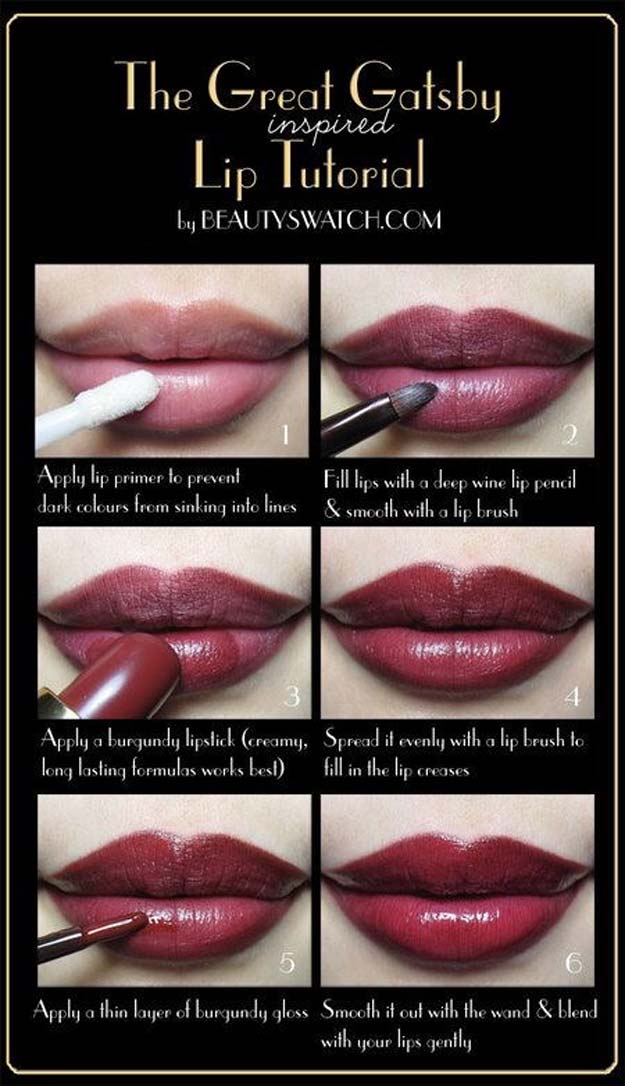 Lipstick Tutorials - Best Step by Step Makeup Tutorial How To - The Great Gatsby Inspired - Easy and Quick Ways to Apply Lipstick and Awesome Beauty Ideas - Cool Ideas for Teen Makeup for School, Party and Special Occasion - Makeup Tutorials for Beginners - Lip Liner Tips and Tricks to Add Volume, DIY Lip Techniques for Fuller Lips - DIY Projects and Crafts for Teens 