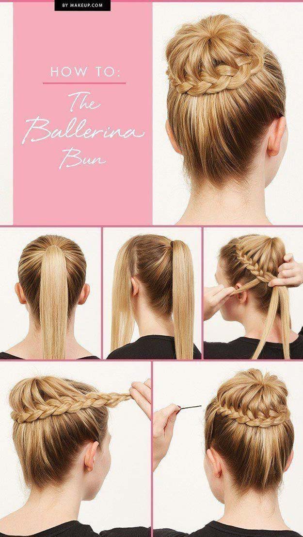 Best Hair Braiding Tutorials - How To: The Ballerina Bun - Easy Step by Step Tutorials for Braids - How To Braid Fishtail, French Braids, Flower Crown, Side Braids, Cornrows, Updos - Cool Braided Hairstyles for Girls, Teens and Women - School, Day and Evening, Boho, Casual and Formal Looks #hairstyles #braiding #braidingtutorials #diyhair 