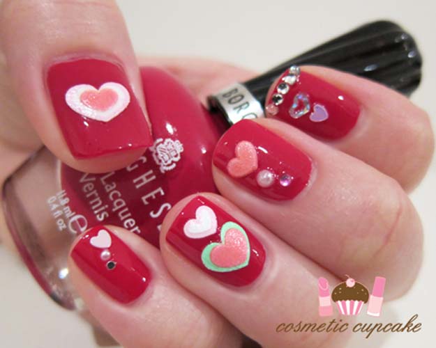 Valentine Nail Art Ideas - Valentines Day Manicure - Cute and Cool Looks For Valentines Day Nails - Hearts, Gradients, Red, Black and Pink Designs - Easy Ideas for DIY Manicures with Step by Step Tutorials - Fun Ideas for Teens, Teenagers and Women 