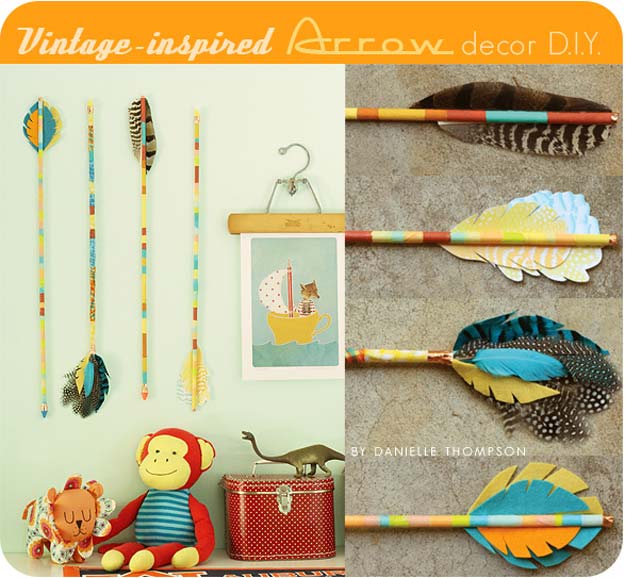 Washi Tape Crafts - Vintage-Inspired Arrow Decor D.I.Y. - DIY Projects Made With Washi Tape - Wall Art, Frames, Cards, Pencils, Room Decor and DIY Gifts, Back To School Supplies - Creative, Fun Craft Ideas for Teens, Tweens and Teenagers - Step by Step Tutorials and Instructions 