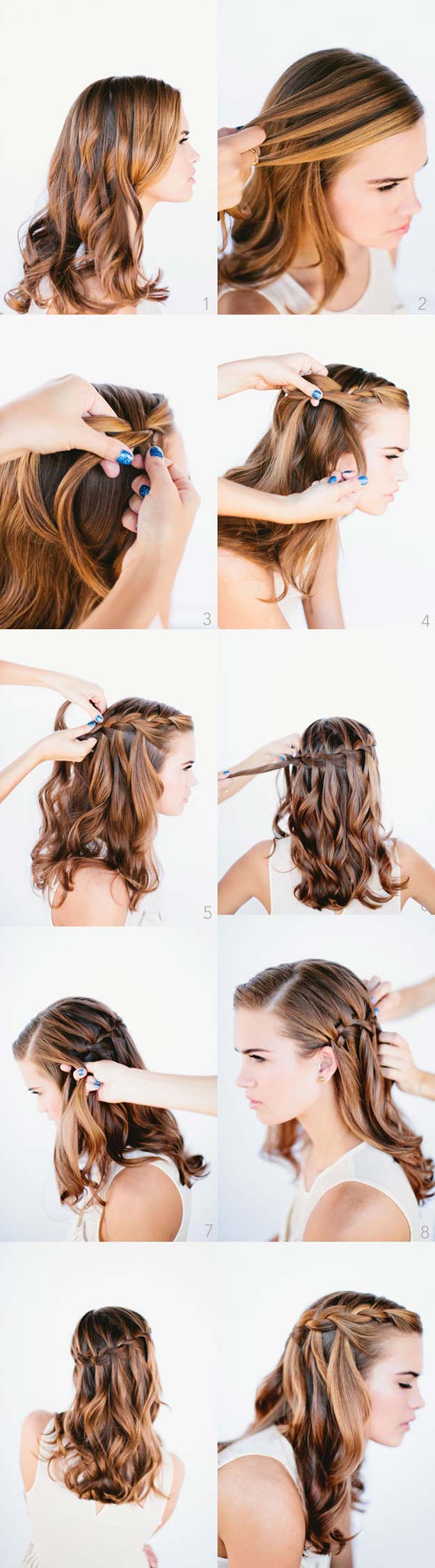 Best Hair Braiding Tutorials - Waterfall Braid Wedding Hairstyles For Long Hair - Easy Step by Step Tutorials for Braids - How To Braid Fishtail, French Braids, Flower Crown, Side Braids, Cornrows, Updos - Cool Braided Hairstyles for Girls, Teens and Women - School, Day and Evening, Boho, Casual and Formal Looks #hairstyles #braiding #braidingtutorials #diyhair 