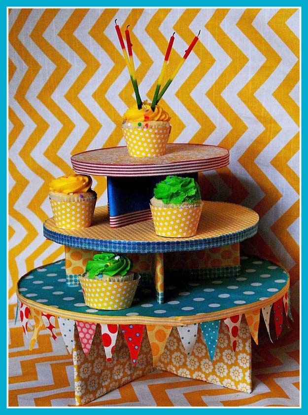 Washi Tape Crafts - Washi Tape Cupcake Tower - DIY Projects Made With Washi Tape - Wall Art, Frames, Cards, Pencils, Room Decor and DIY Gifts, Back To School Supplies - Creative, Fun Craft Ideas for Teens, Tweens and Teenagers - Step by Step Tutorials and Instructions 