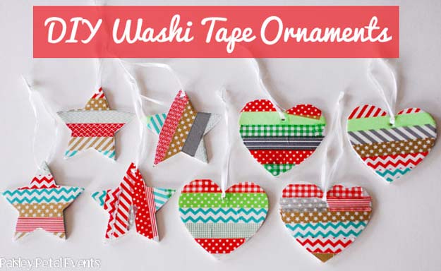 Washi Tape Crafts - Washi Tape Ornaments - DIY Projects Made With Washi Tape - Wall Art, Frames, Cards, Pencils, Room Decor and DIY Gifts, Back To School Supplies - Creative, Fun Craft Ideas for Teens, Tweens and Teenagers - Step by Step Tutorials and Instructions 