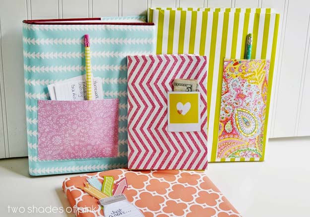 Cool Things to Make With Leftover Wrapping Paper - Wrapping Paper Book Covers- Easy Crafts, Fun DIY Projects, Gifts and DIY Home Decor Ideas - Don't Trash The Christmas Wrapping Paper and Learn How To Make These Awesome Ideas Instead - Creative Craft Ideas for Teens, Tweens, Teenagers, Boys and Girls 