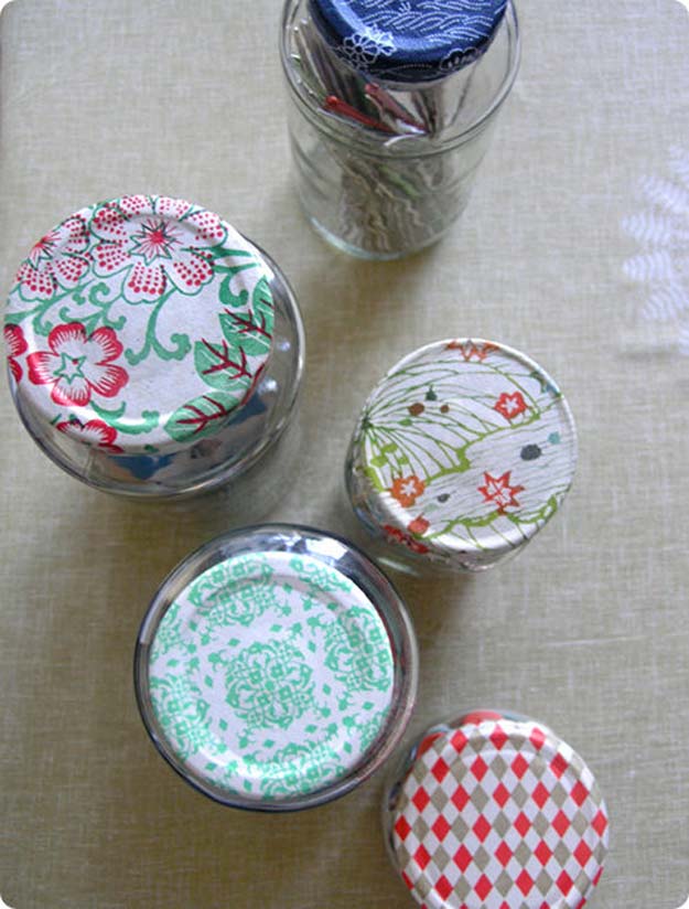 Cool Things to Make With Leftover Wrapping Paper - Jar Caps- Easy Crafts, Fun DIY Projects, Gifts and DIY Home Decor Ideas - Don't Trash The Christmas Wrapping Paper and Learn How To Make These Awesome Ideas Instead - Creative Craft Ideas for Teens, Tweens, Teenagers, Boys and Girls 