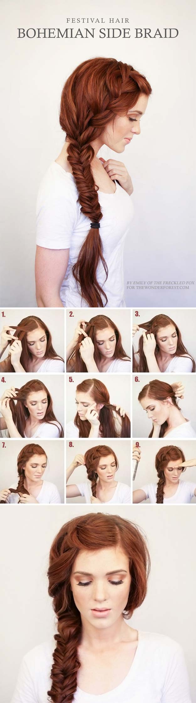 Best Hair Braiding Tutorials - Bohemian Side Braid Festival Hair Tutorial - Easy Step by Step Tutorials for Braids - How To Braid Fishtail, French Braids, Flower Crown, Side Braids, Cornrows, Updos - Cool Braided Hairstyles for Girls, Teens and Women - School, Day and Evening, Boho, Casual and Formal Looks #hairstyles #braiding #braidingtutorials #diyhair 